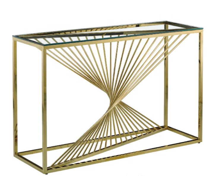 
Centre gold glass console table hallway console glass table living room furniture 