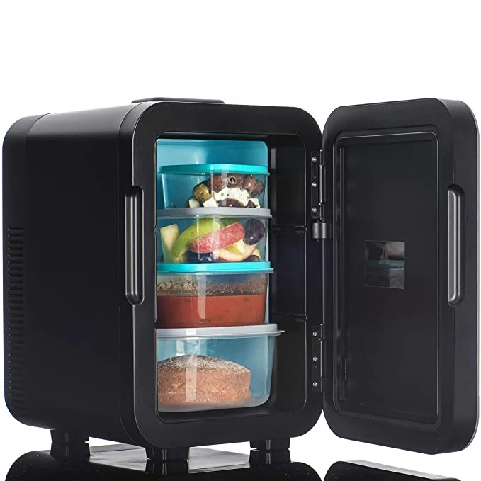 10L coffee maker beside mini milk fridge cooler with tube at both sides heating and chilling