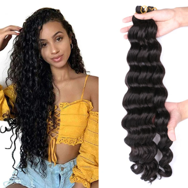 
2020New Arrival wholesale Crochet Hair Curly Synthetic Braiding Hair Extensions Deep Wave Ombre Colored Crochet Braids Bulk Hair 