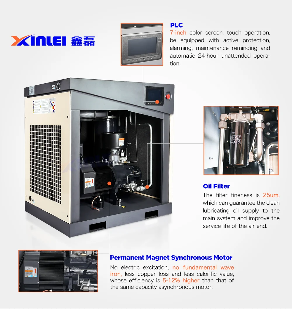 XLPM40A Xinlei brand 40HP 30KW industrial screw air compressor