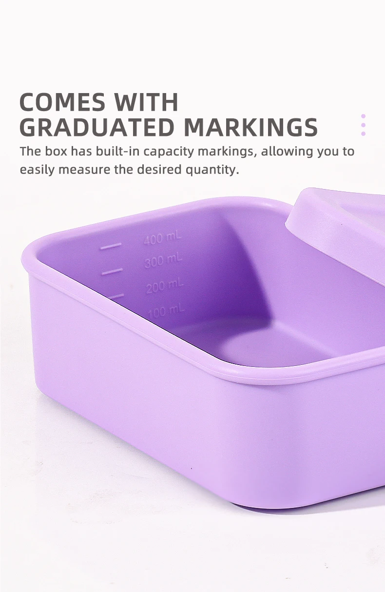 New Design 100% Silicone Rectangle Food Storage & Containers OPP Bag Food Grade Compartment Bento Lunch Boxes for Kids