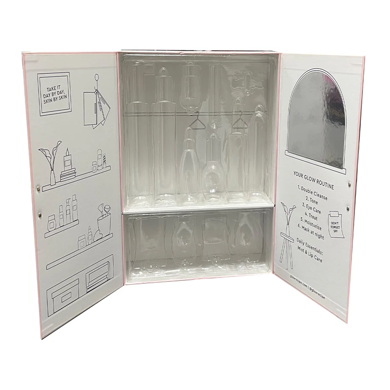 China Good Price Simple Style Compartment Double Door Pink Advent Calendar Box Large