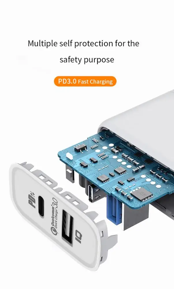 Зарядное устройство Wopow Q21 сетевое с 2 usb-портами и кабелем
