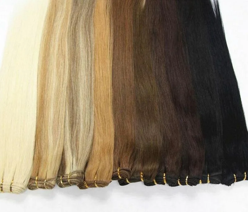 Ombre Brown to Blonde Straight Machine Double Weft Double Drawn Brazilian Remy Human Hair Weave