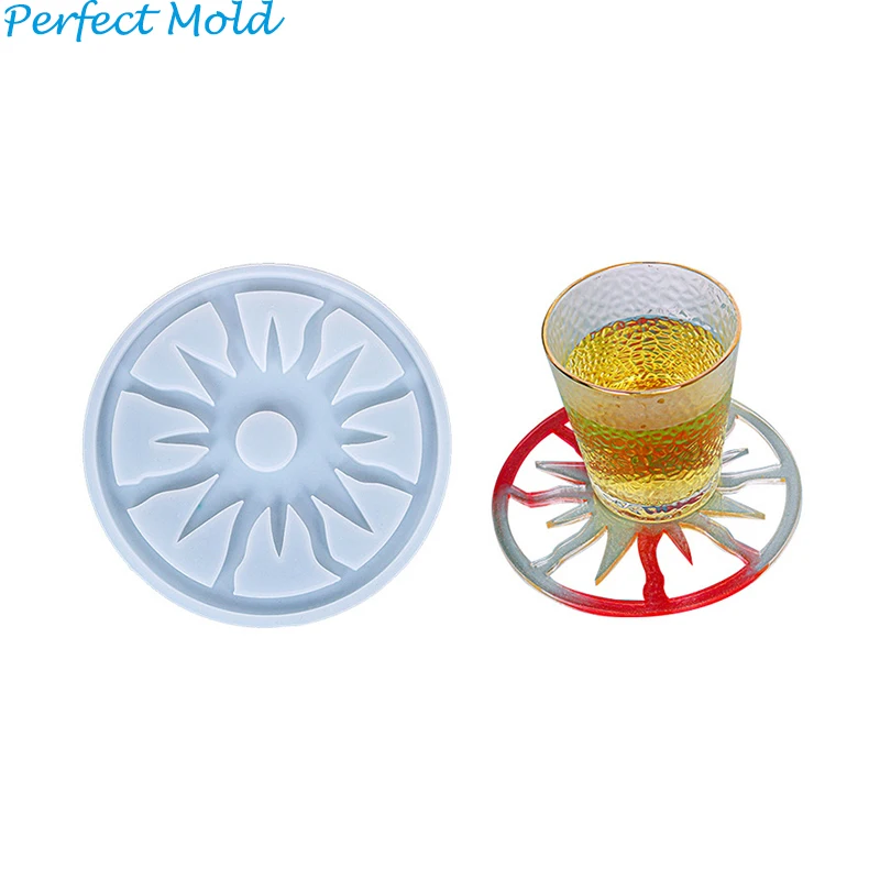 Reusable craft uv epoxy resin art casting making mould custom logo diy silicone rubber cup pad flower coaster mold