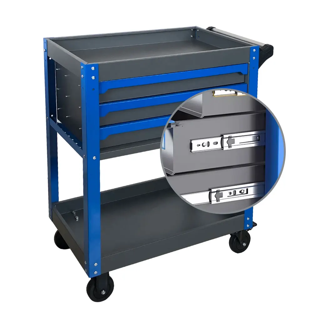 Tool Sets Rolling Box Heavy Duty Stainless Steel Tool Chest 3 Drawers Tool Cabinet Cart Trolley
