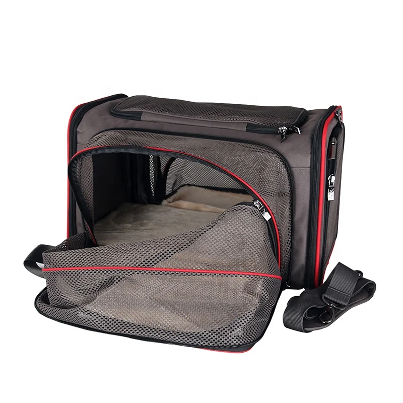 airline approved foldable  cat carrying bag dog carrier Two Side Expansion Extra Spacious Soft Side Pet Carrier