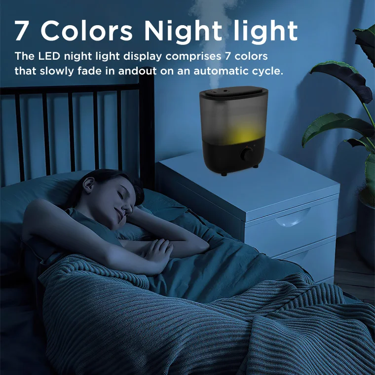 Ultrasonic cool mist 360 Nozzle Quiet Constant humidity Portable Visible water level Essential Oil Tray household humidifier