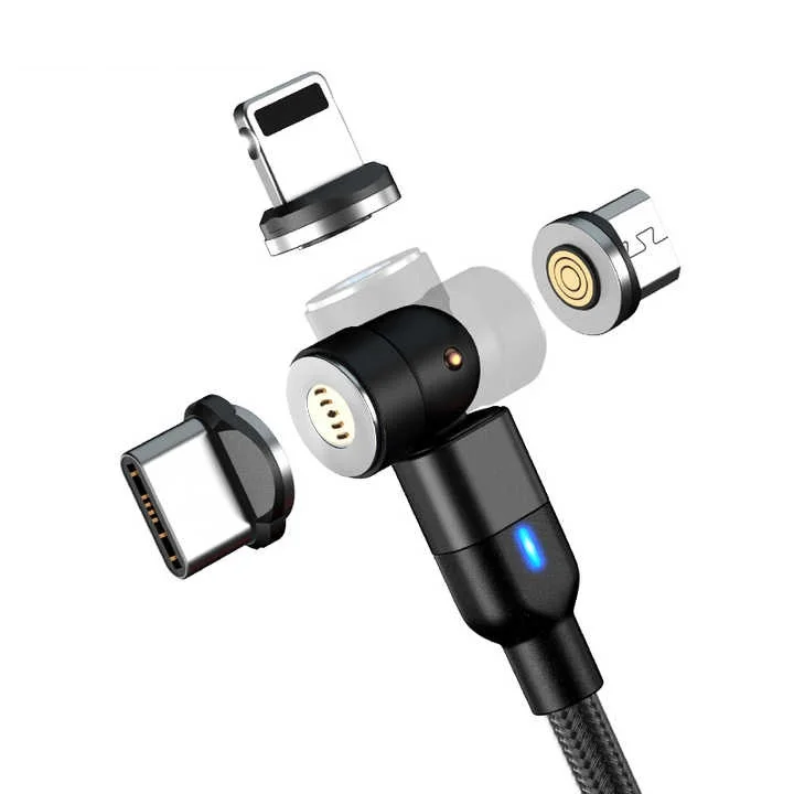 Round shape Magnetic USB 3 in 1 Charging Cable Magnet USB-C Type-C Micro USBA Usb Cable