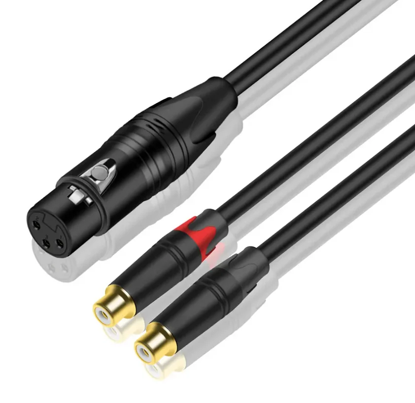 High quality xlr male to double female rca cable XLR to 2RCA Stereo Microphone Cord 3-Pin mic to 2 rca Y Splitter Patch Cord