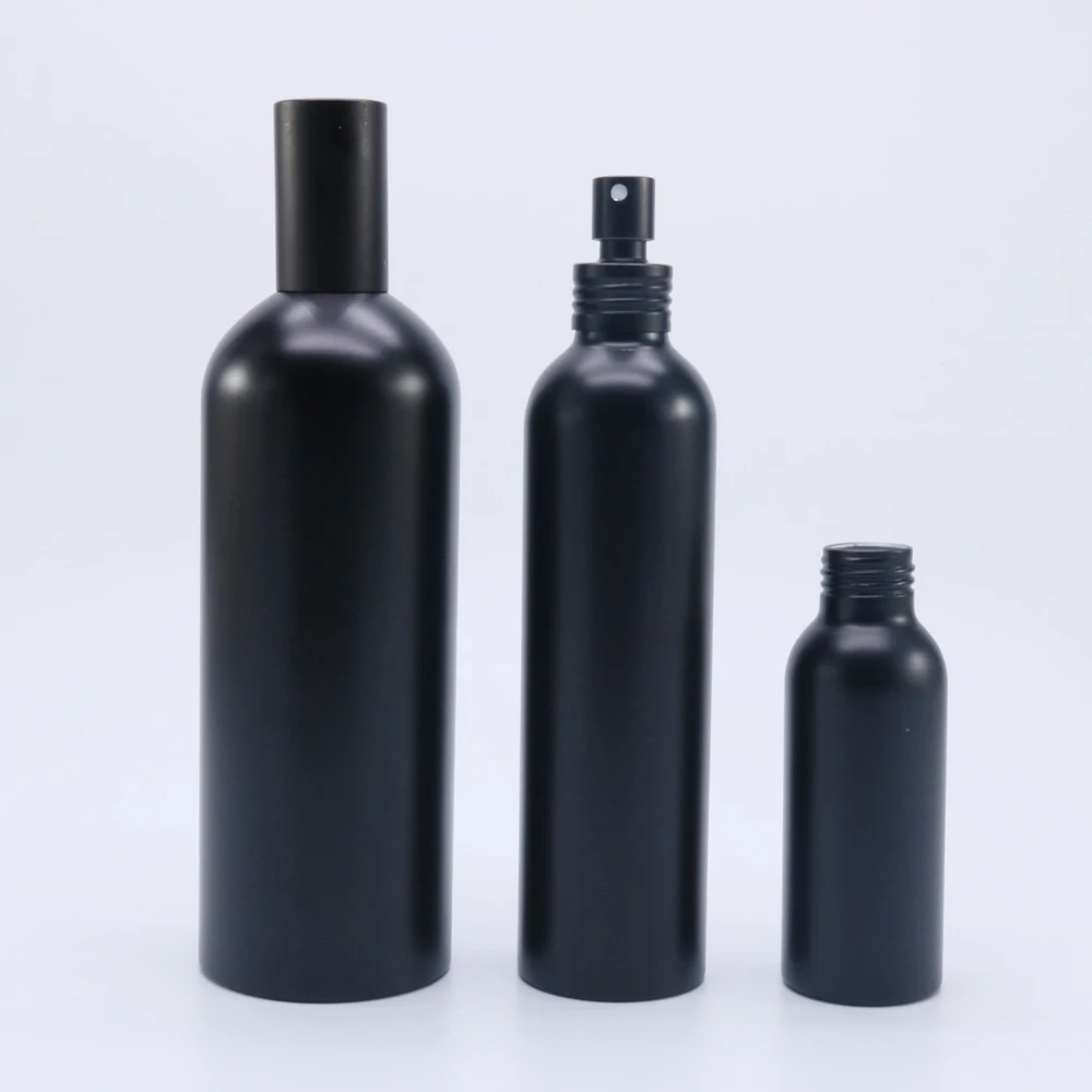 Matte Black Aluminum Spray Bottle 100ml 250ml 300ml Essential Oil with Treatment Pump
