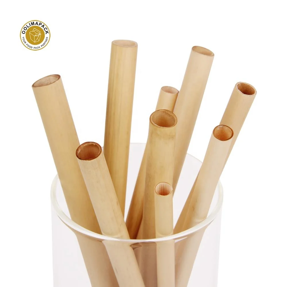 Custom printed Logo 100pcs Biodegradable Compostable Natural Eco Friendly Pack drinking reed straw in whole box