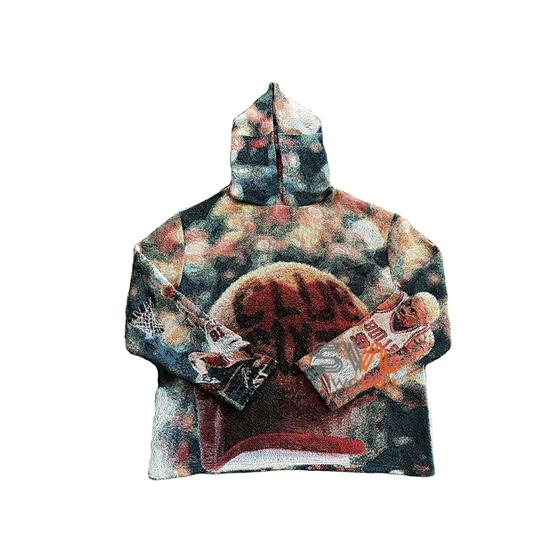Vintage Tapestry hoodie custom Mens woven sweatshirt Anime design Tapestry Hoodie Blanket Jacquard sweater hoodie