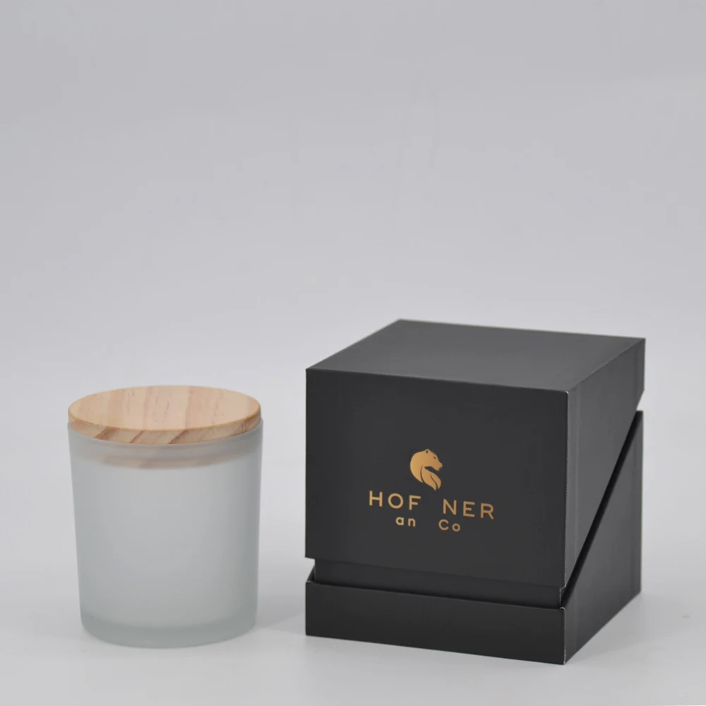 Luxury Recycle Black Hard Paper Empty Gift Candle Box Packaging Custom Logo Square Rigid Scented Candle Packaging Paper Box