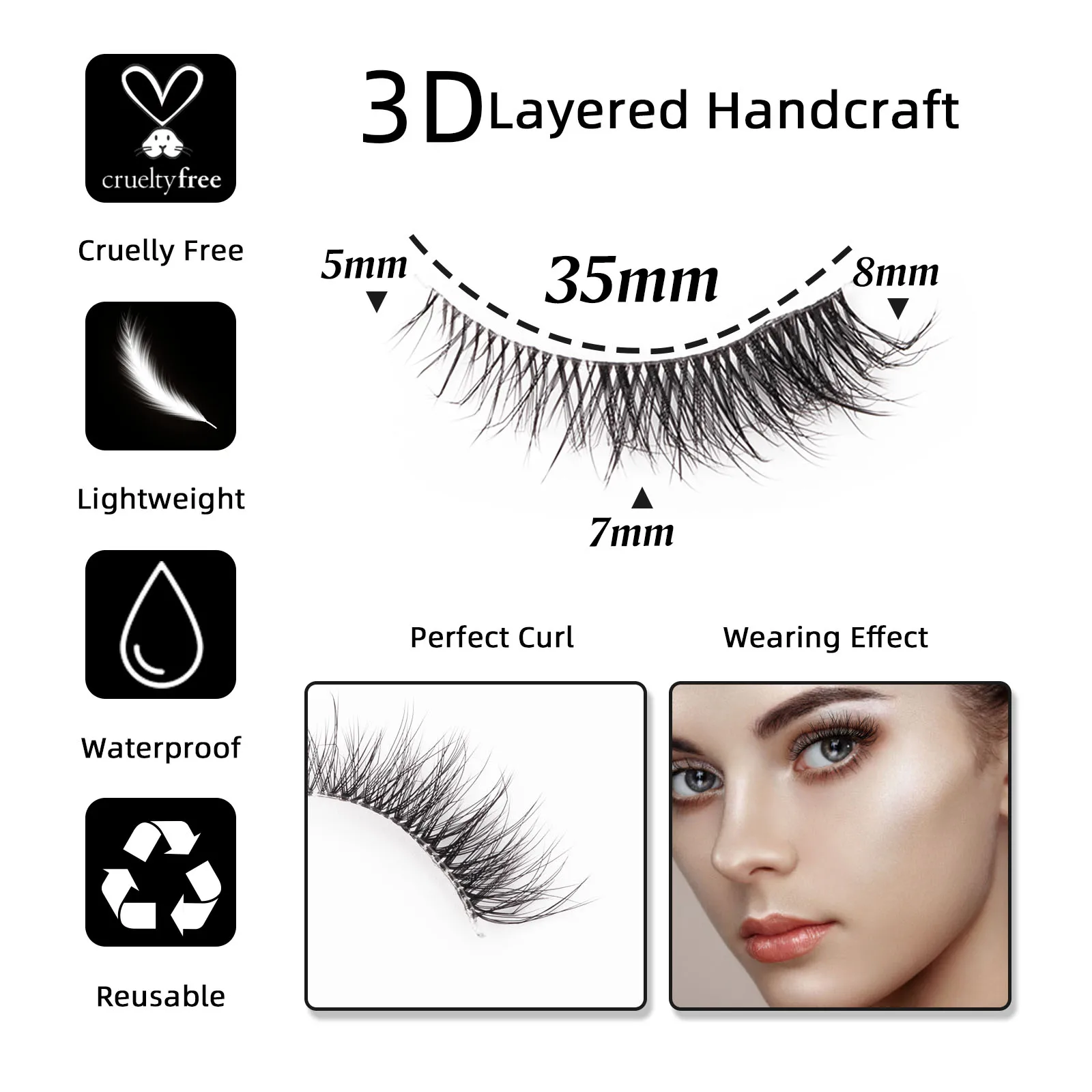 Yiernuo 3/7Pairs Wholesale Custom Own Brand 3D Silk 5D Natural Faux Mink Lashes