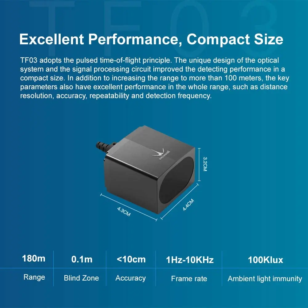 100m long distance laser lidar tf03 sensor distance 100m rs485 laser sensor lidar