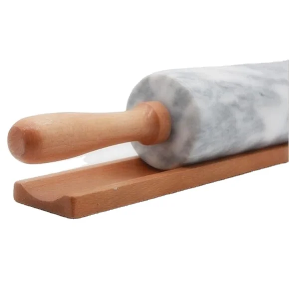Hot sale stone rolling pin with wood handle herb spice tools