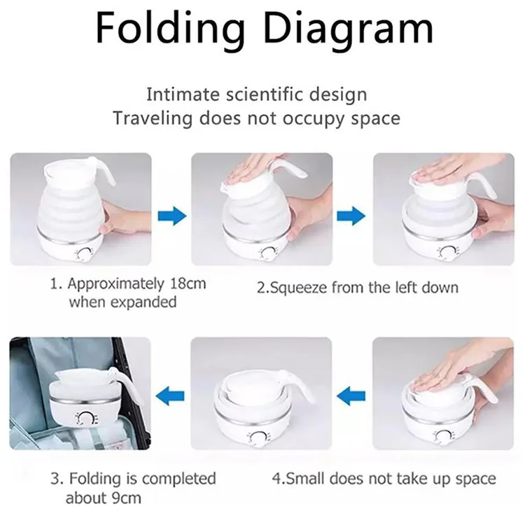Mini Folding Electric Kettle Electric Tea Water Boiler Portable Travel Foldable Electric Kettle