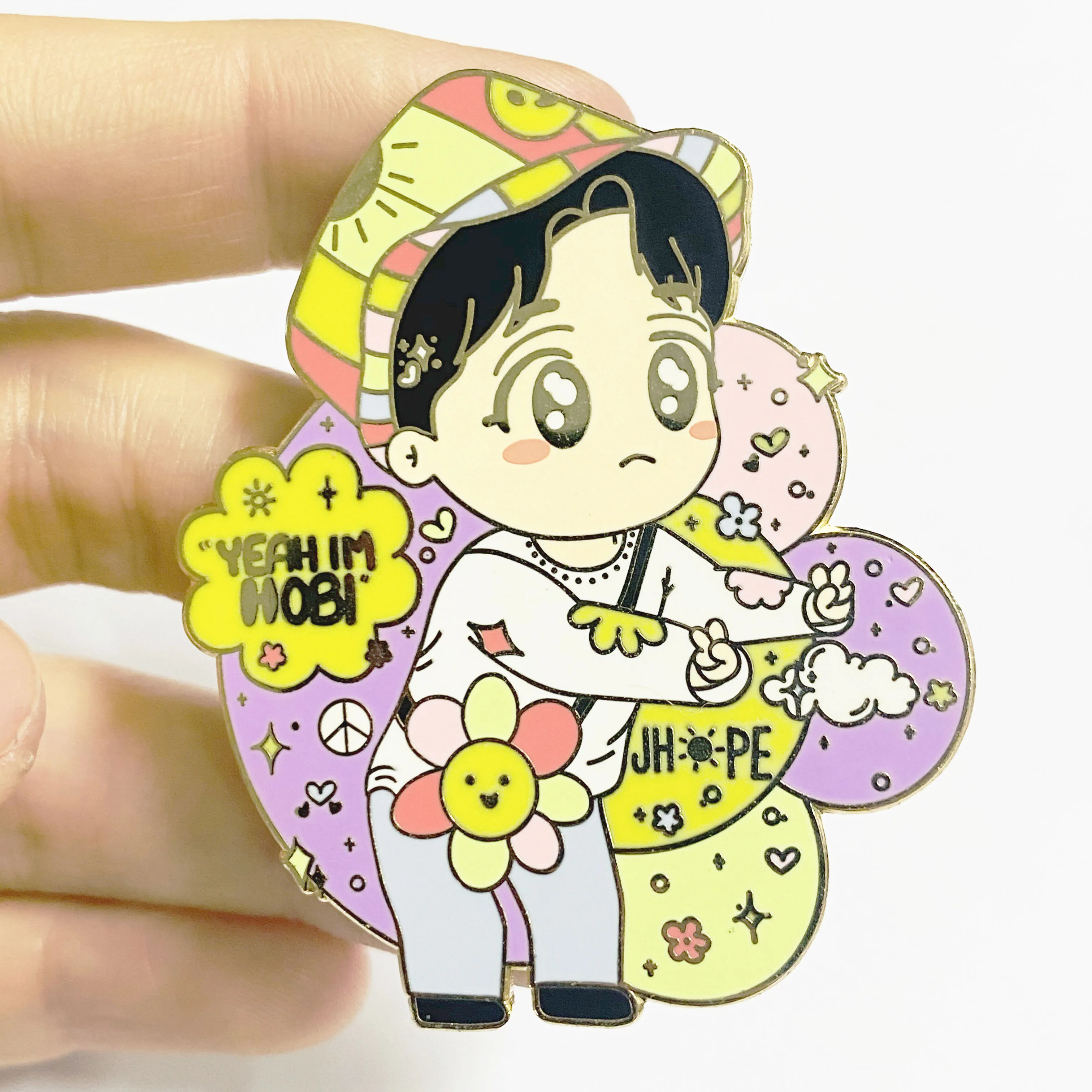 Custom gold bt21 nickel kpop hard enamel pin custom cartoon brooch metal badges pins