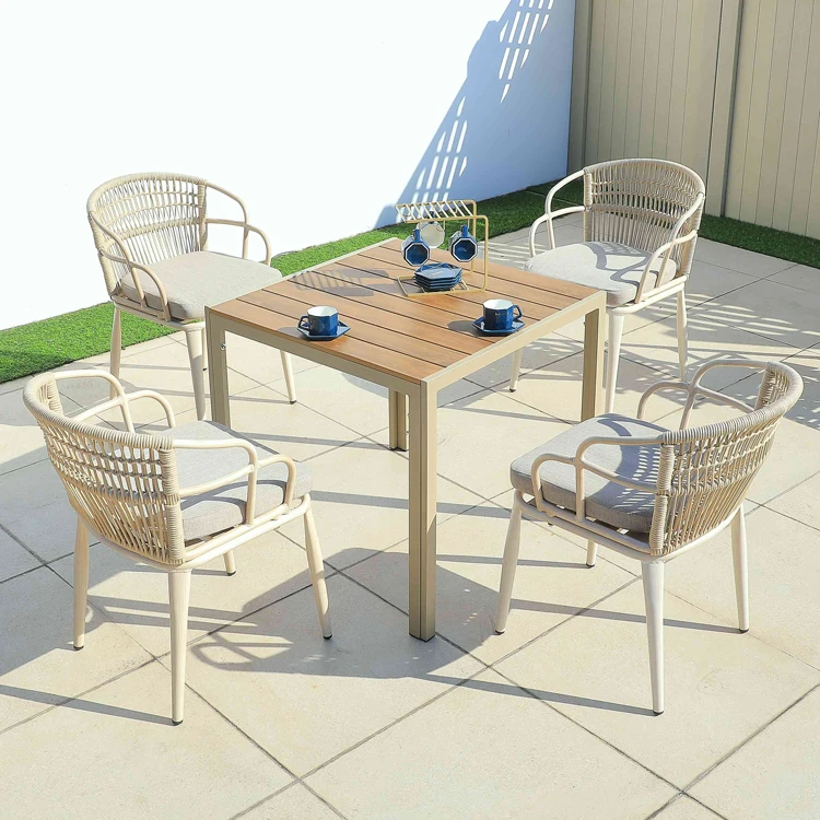 Factory Price Hot Sales Outdoor Restaurant Water Proof Table and 4 Chairs Dining Set