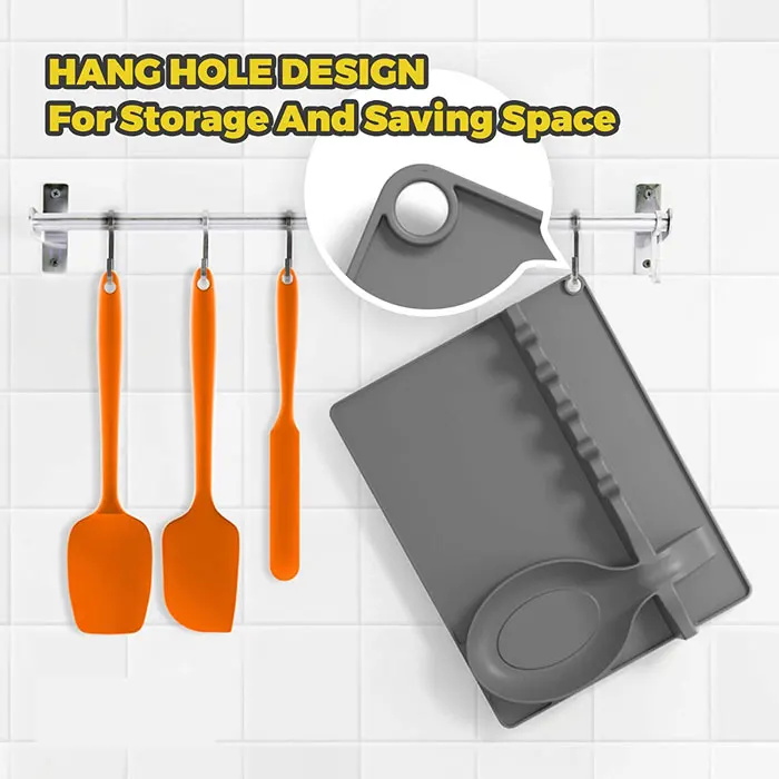 New Silicone soup spoon holder 2 in 1  Silicone Spoon Rest for Stove Top, Upgraded Utensil Rest with Drip Pad Include 5 Slots &