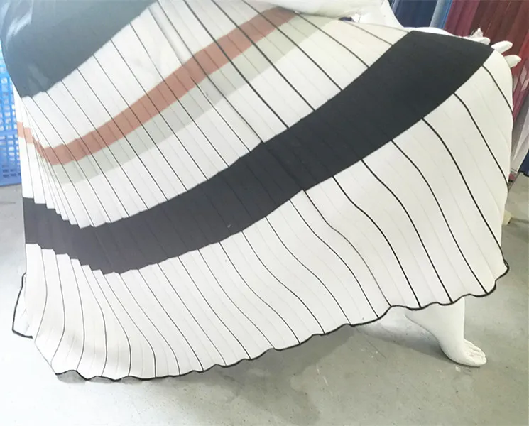 Stripes pleated skirts fabric by Italian pleating machine