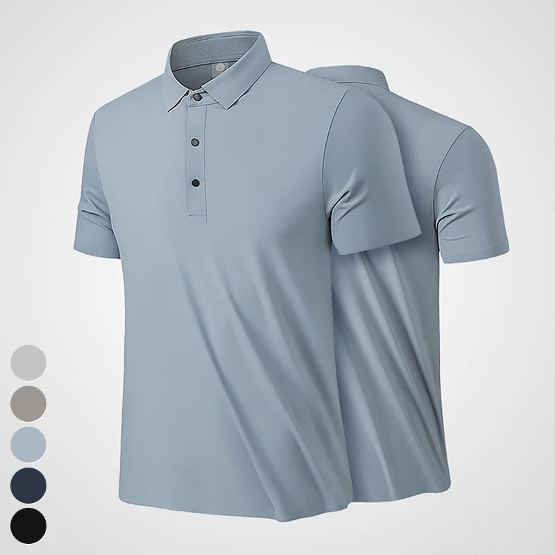 New Ice Silk Quick Dry Polo Tee Lapel Casual Loose Breathable Sports T Shirt Short Sleeve Golf Shirt Polo Shirts For Men