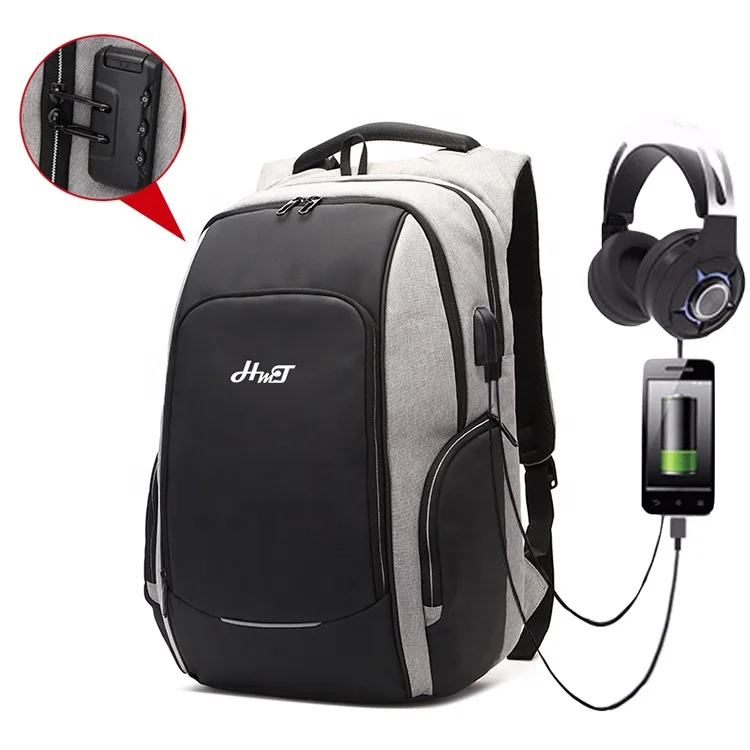 New design antitheft USB charging port laptop backpack with lock