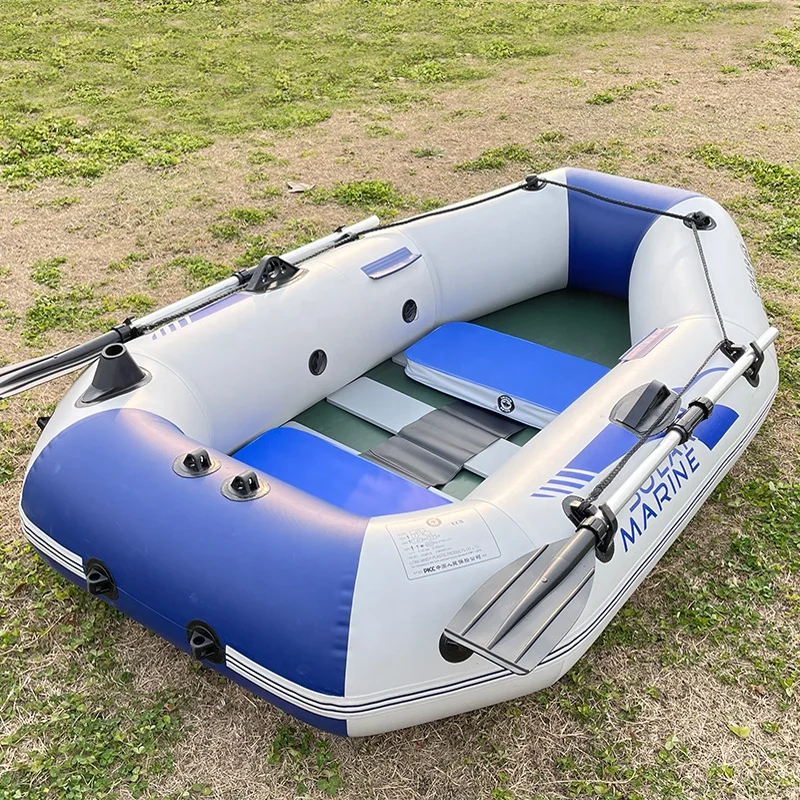 2 Person 200cm Inflatable Boat 0.7mm PVC High Quality Rowing Kayak Dinghy Hovercraft Ship Board Floor Professional with Oar Pump