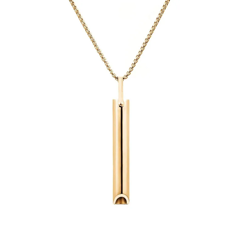 Customized Stainless Steel Breathe work Tool Calming Relief Meditation Stress Anxiety Relief Mindful Breathing Whistle Necklace
