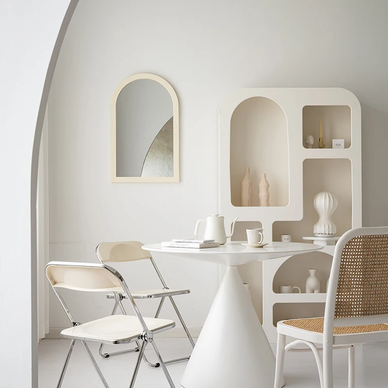 Modern nordic minimalist bedroom white arch floor mirror dressing full length mirror