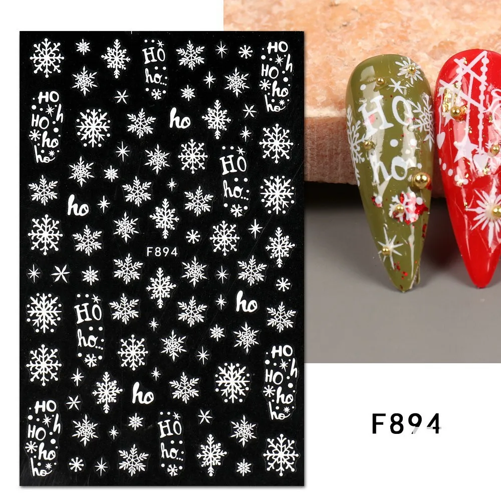 New Christmas nail stickers white Christmas snowflake deer antler backing adhesive nail stickers winter