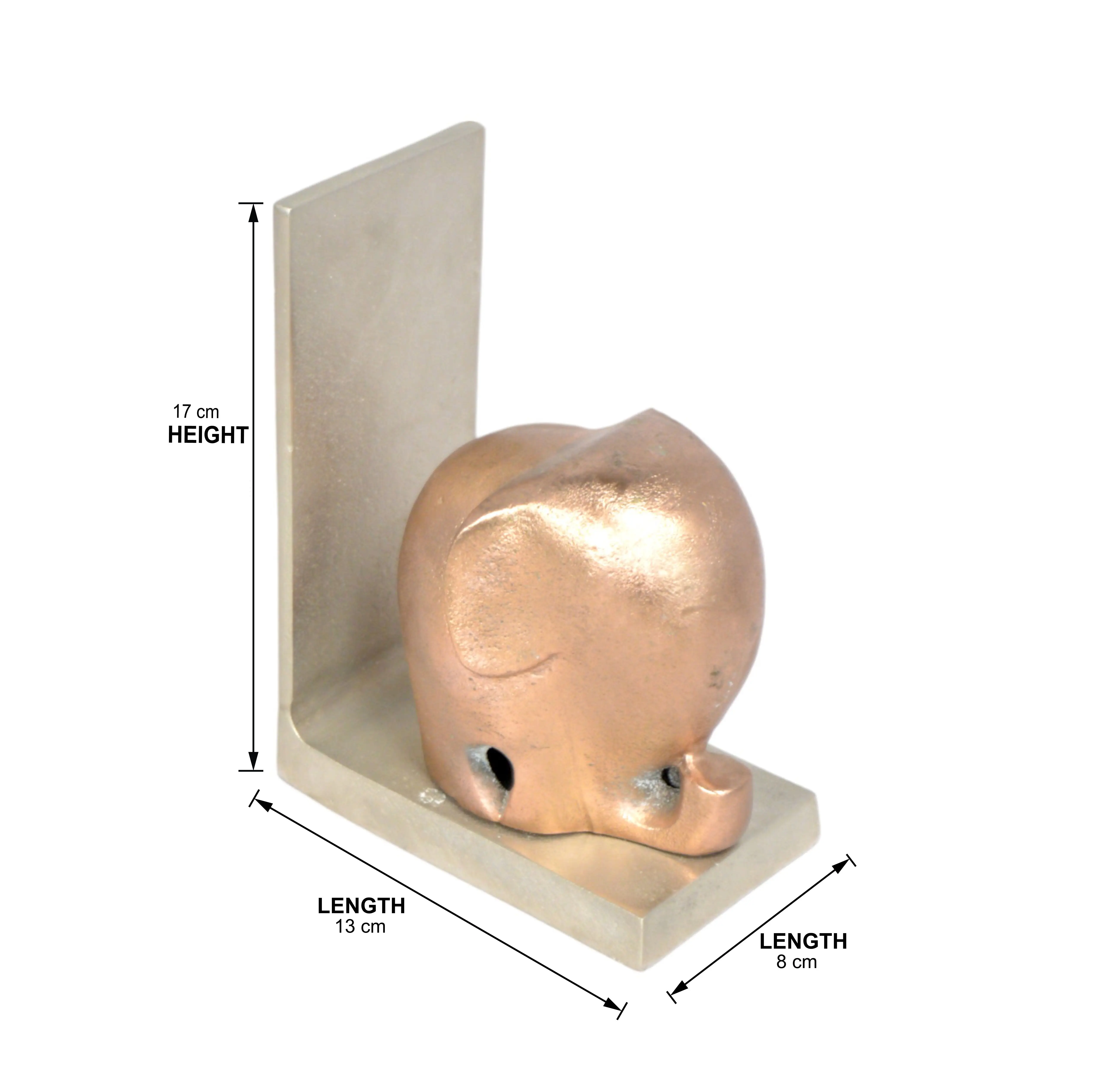 High Quality Custom Metal Aluminum Book Ends With Elephant Shape Home Office Library Decorative Book Stand Metal Bookends