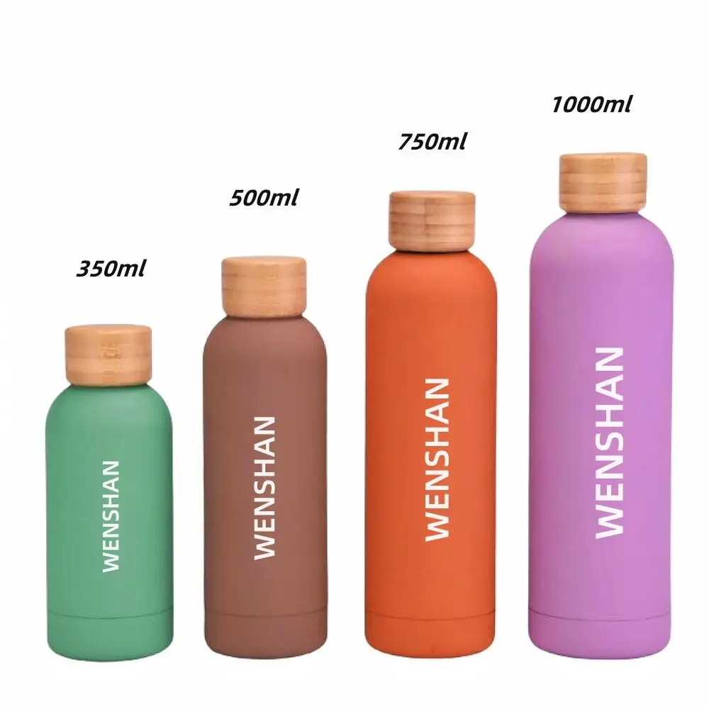 Double Wall Stainless Steel Water Bottle with Bamboo Lid BPA-Free Vacuum Insulated for Outdoor for Giveaways