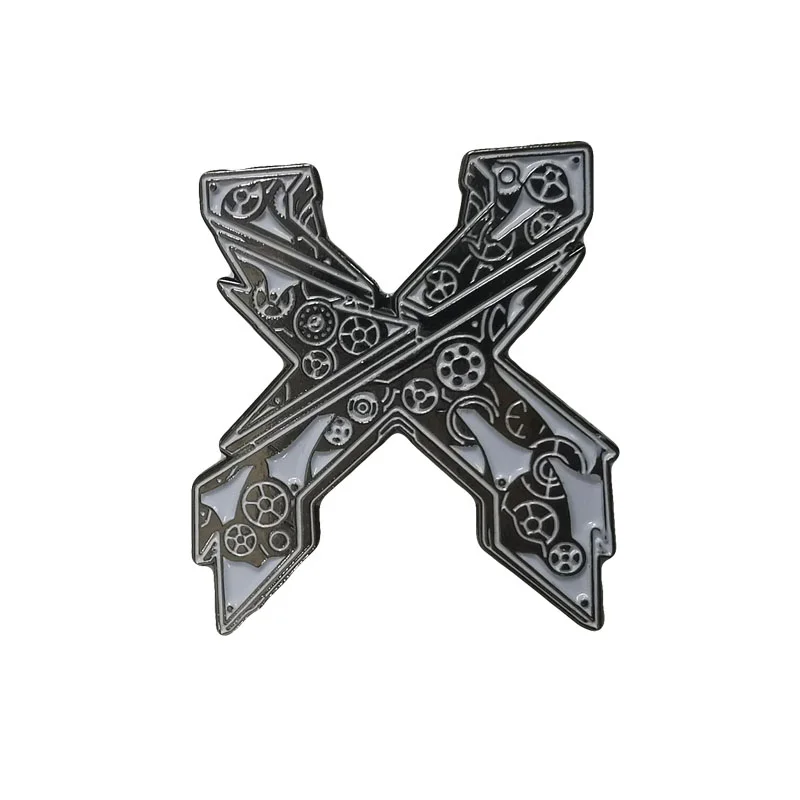 Customized Mysterious X Pin White Enamel Deep Texture Soft Enamel Pin