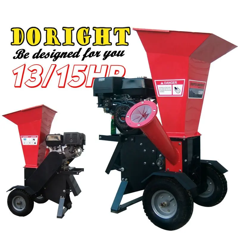 OEM Commercial wood chipper 15hp Petrol Engine Drum Wood Chipper Shredder Machine