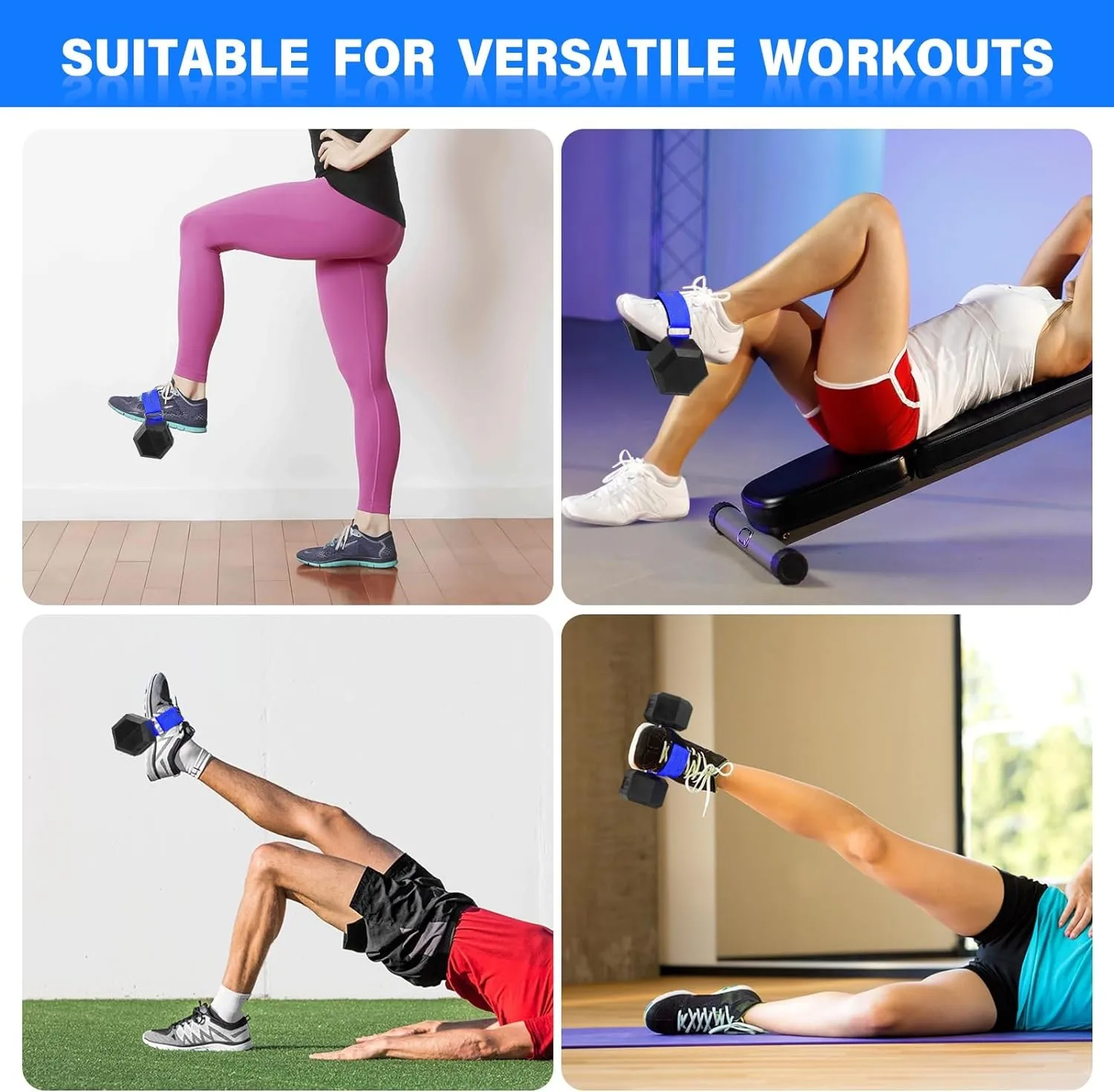 Wellshow Sport Tibialis Trainer Exercises Adjustable Ankle Strap Dumbbell Attachment for Feet Relieve Leg Pain