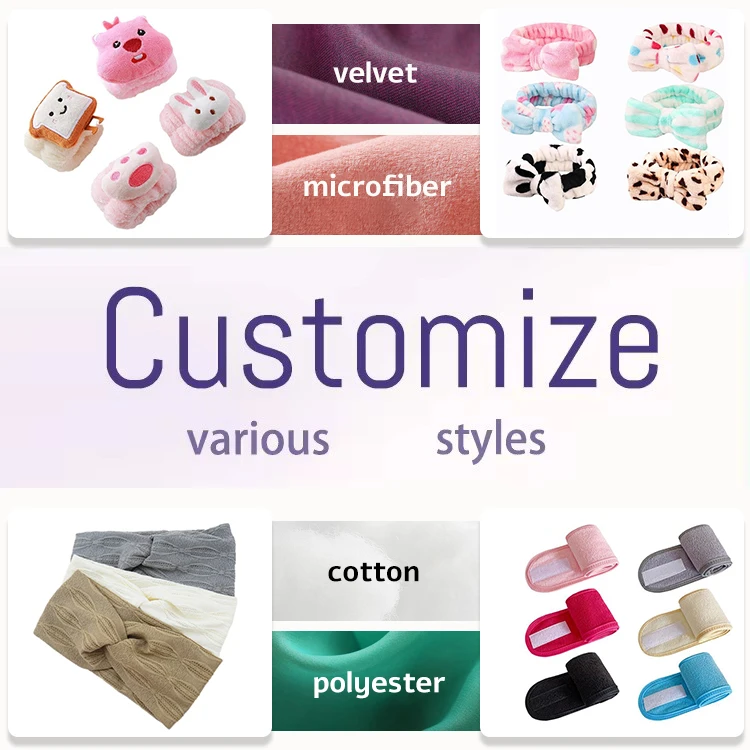 CHENGHE Wholesale solid color bowknot microfiber facial headband girl spa skincare hairband make up elastic headband for women