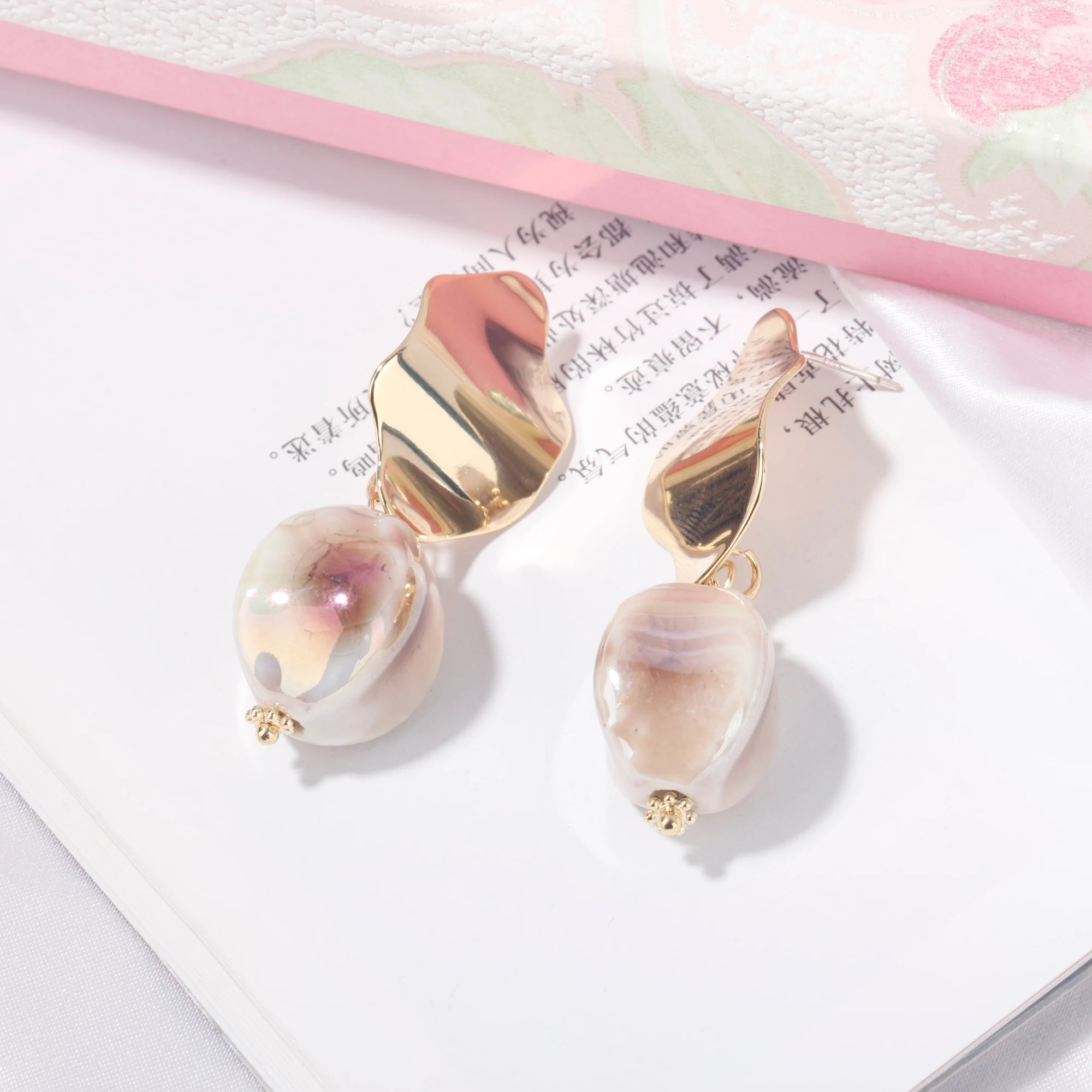 CTWSWU Elegant Irregular Amber Mermaid Tears Drop Stud Earrings 925 Silver Jewelry Gold Plated Hoop Earrings women For Gifts