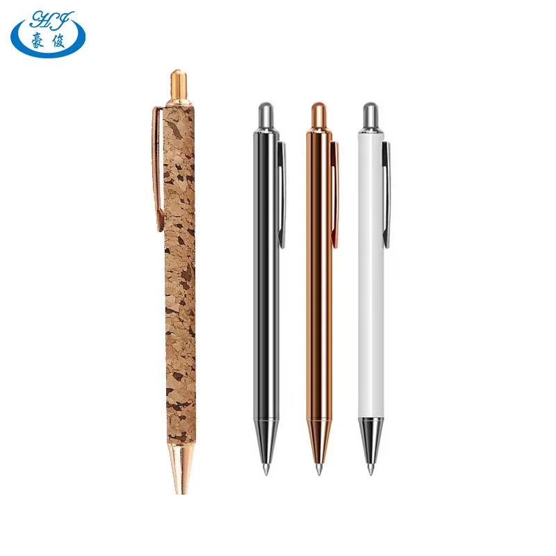 Wholesale bulk cork classic promotional pens for sublimation business metal ball pen for advertising