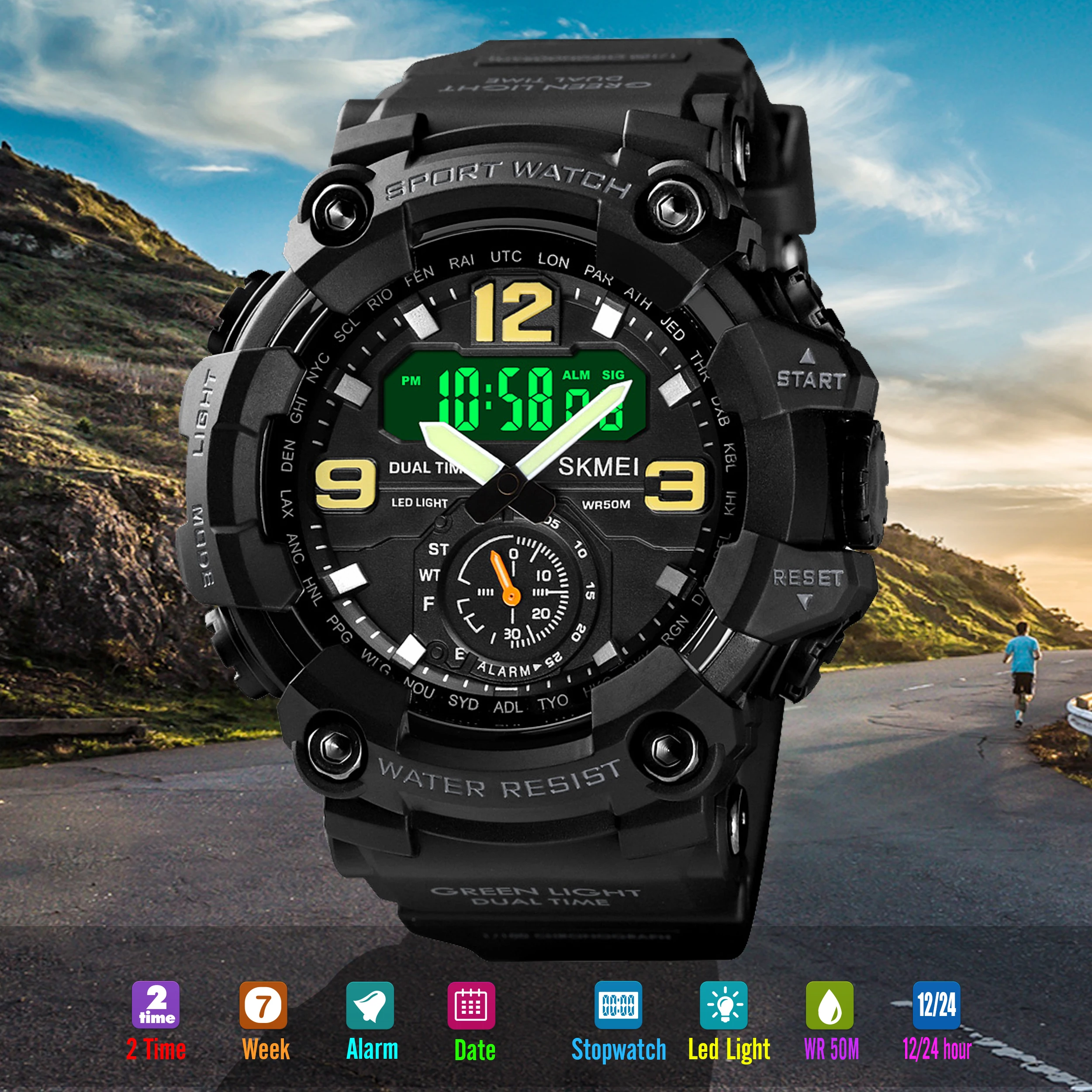 Продажа ручных наручных часов SKMEI 1637 relojes hombr al por mayor спортивные аналоговые цифровые кварцевые часы военные мужские