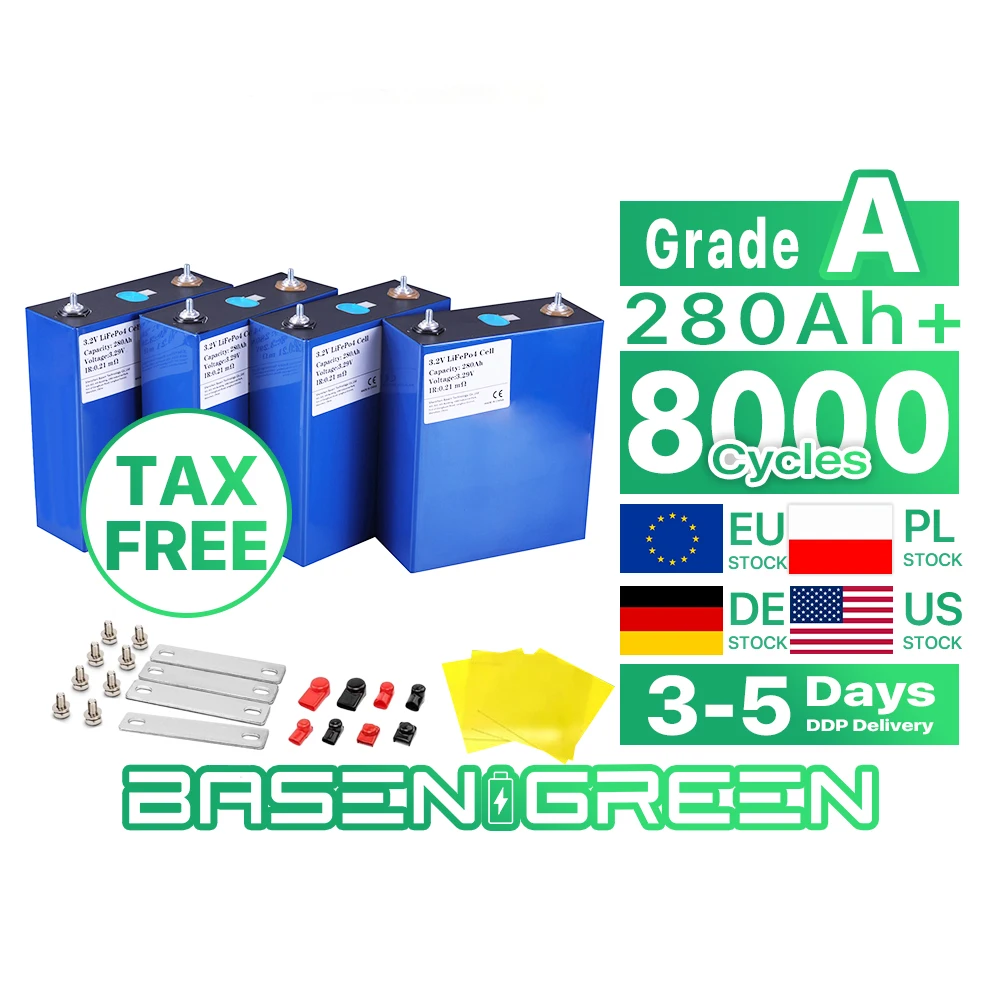 Basen EU Stock 3.2V Prismatic LiFePO4 battery 314ah 320ah 280ah 230ah 105ah Lithium 3.2V Iron Phosphate Battery Battery Packs