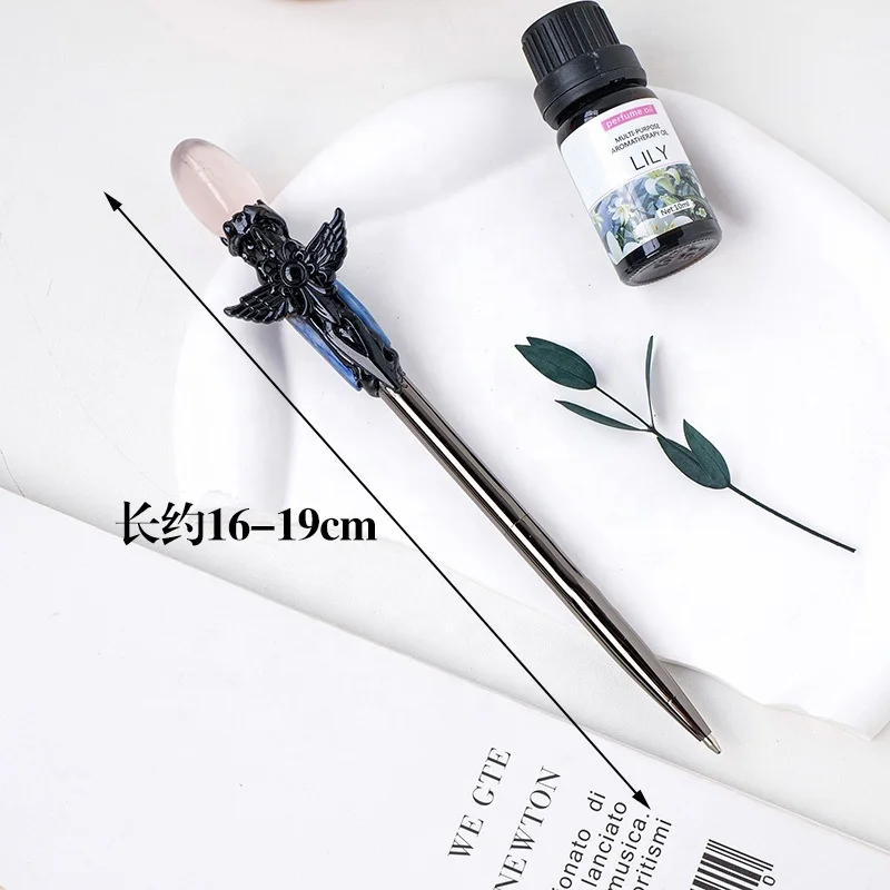 Wholesale natural gemstone amethyst crystal tumbled stones ballpoint pen for office student