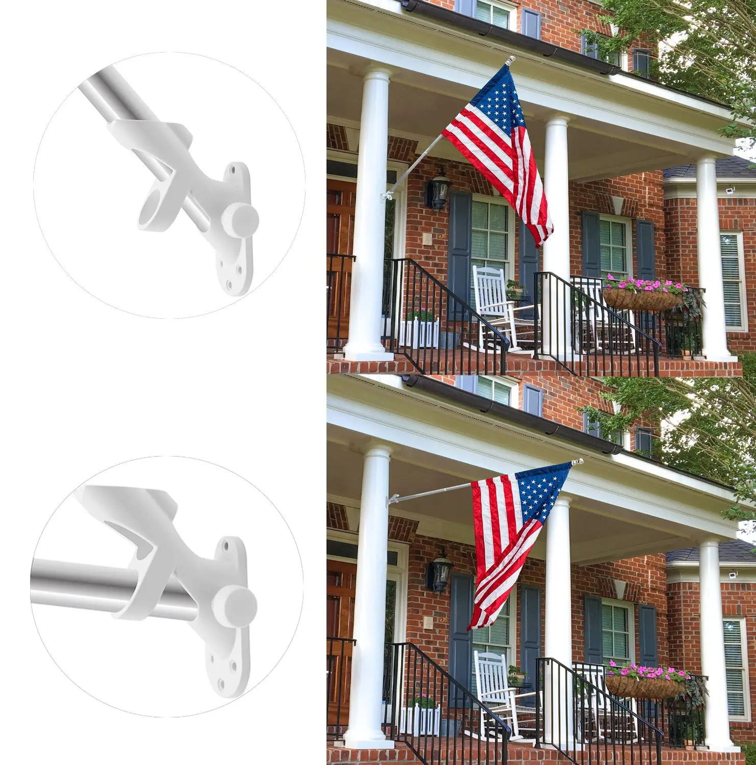 Aluminum alloy wall flagpole base double hole national flag advertising flag pole
