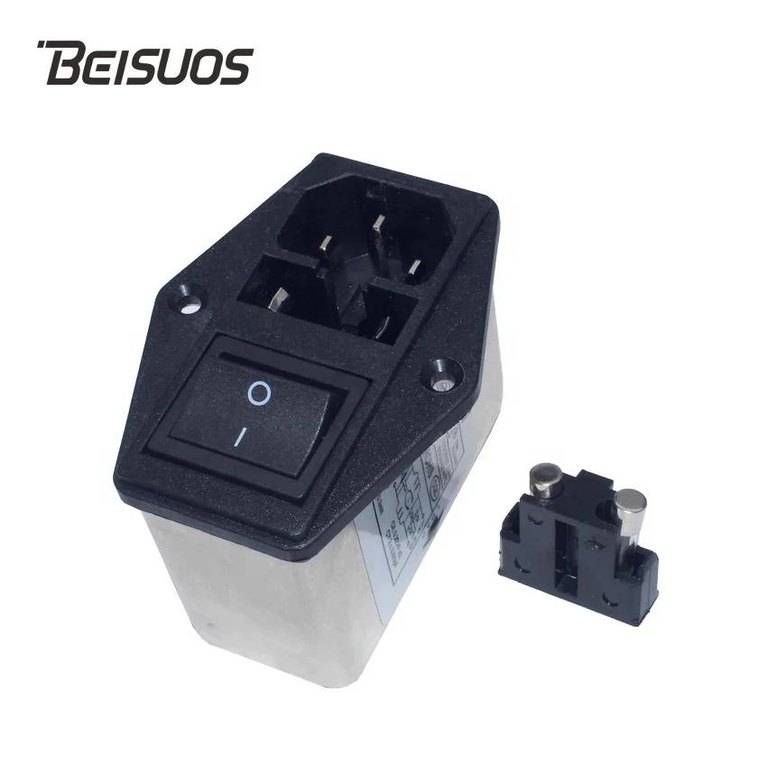 Винтовой монтаж IEC C14 AC socket 10A EMI filter double fuse с переключателем