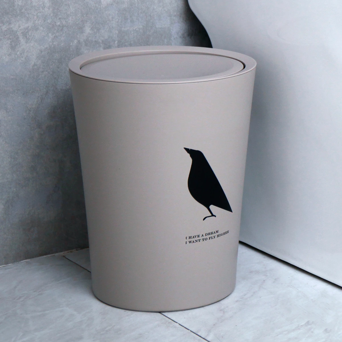 Citylife 8.5 Liter Round Trash Can with Lid Bathroom Garbage Can with Flip Lid for Kitchen Living Room Bedroom Office Waste Bin