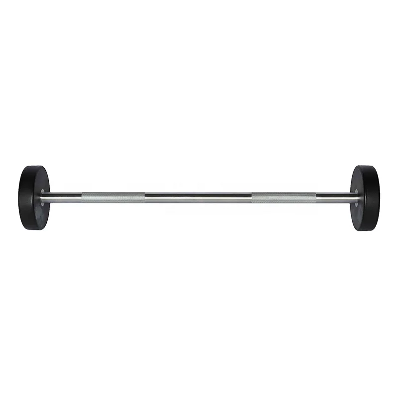 Fitness Round Head Weightlifting Weights Fixed Rubber Easy Straight Curl Barbell Bar