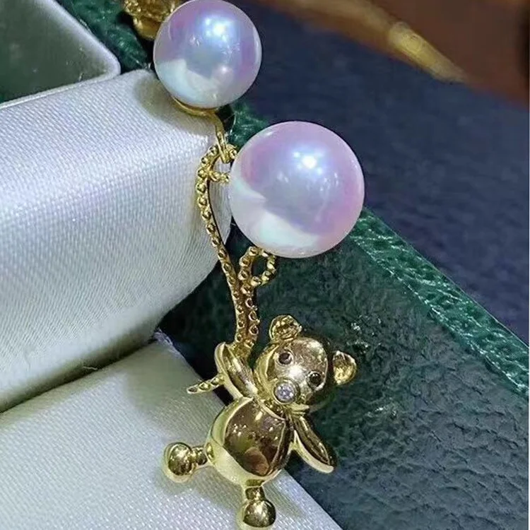 
6-8mm Pearl Accessories S925 Sterling Silver Natural Freshwater Pearl Pendant Crab Shape Christmas Day Gift 