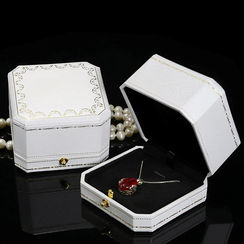 Custom logo luxury retro jewelry couple wedding ring box