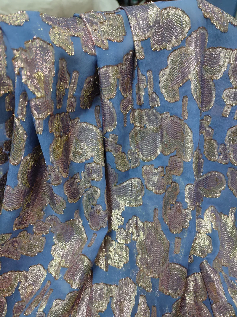 jacquard lurex silk chiffon fabric metallic silk chiffon fabric